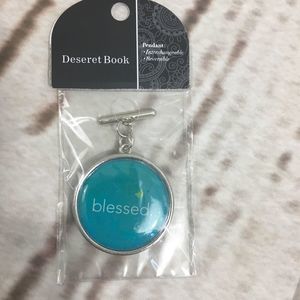 New Silver Graphic “Blessed” Gift Necklace Pendant / Key Chain